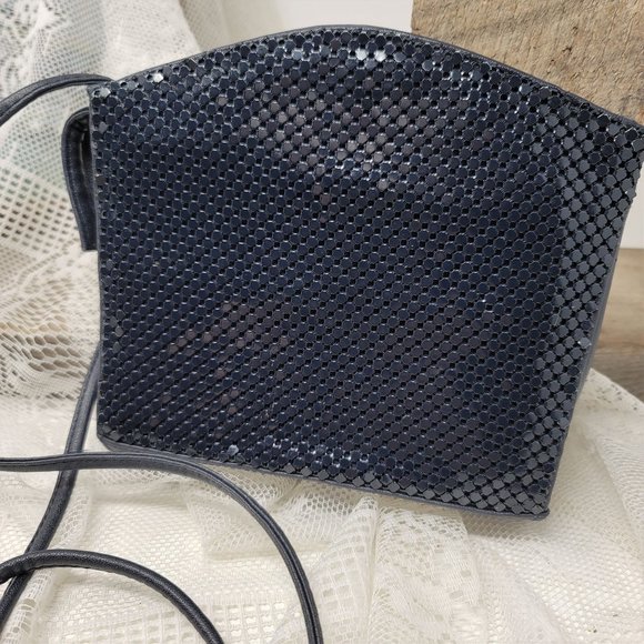 Whiting Davis Black Metal Mesh Evening Bag Vintage - Picture 2 of 10